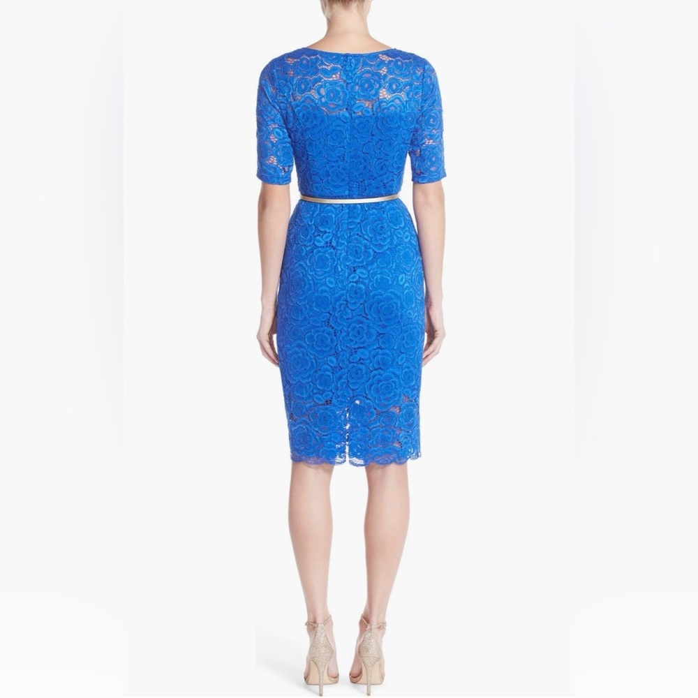 Small Ellen Tracy Blue Lace Sheath Dress - Petite - Office, Occasion, Spring - Picture 9 of 9
